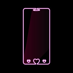 Happy valentines day mobile phone pink neon vector