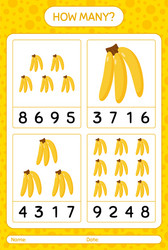 how many counting game with banana worksheet vector image