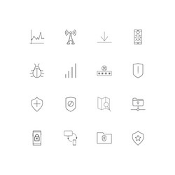 internet security linear thin icons set outlined vector image