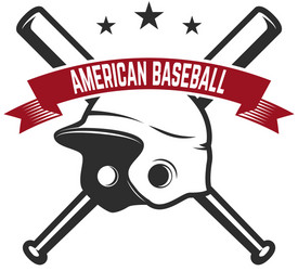 Baseball Emblem - Crossed Bats Vector Image