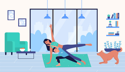 Family Fitness Workout Cartoon vector image