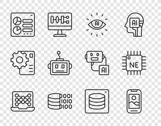 set line neural network mobile phone artificial vector image