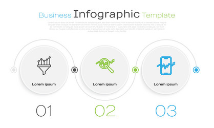 set line sales funnel with chart search data vector image