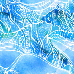 watercolor nautilus shell zen art seamless pattern vector