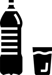 Bottle and cup water glyph icon vector