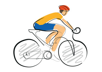 cyclist line art stylized cartoon vector