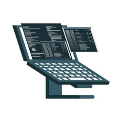 Laptop with programming code vector