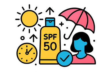 tips for sun protection with spf 50 sunscreen Vector Image