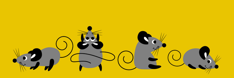 Horizontal banner with cute cartoon mise vector