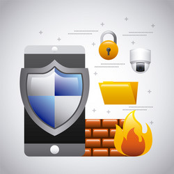 mobile phone protection firewall folder security vector