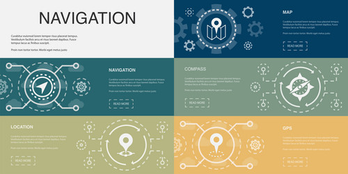 navigation location map compass gps icons vector image