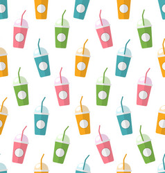 Seamless pattern with colorful set of milkshakes vector