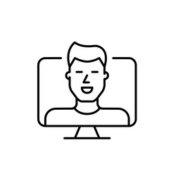 smiling man on computer monitor video call vector image