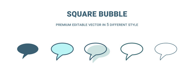 square bubble icon in 5 different style outline vector image