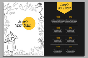 template different types cocktail for menu vector