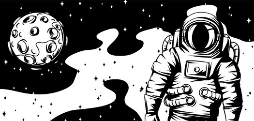 Astronaut in Space with Moon vector