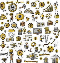 bitcoin cryptocurrency and blockchain technology vector