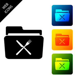 Crossed fork and knife over folder icon isolated vector