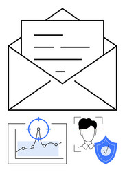 email communication and data analysis vector image
