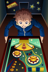 man playing pinball machine vector