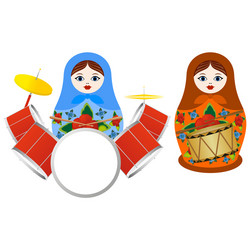 Nesting dolls with a drum vector