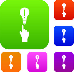 A finger pointer and light bulb set collection vector