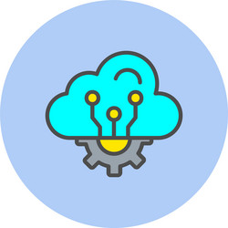 cloud computing line filled circle icon vector image