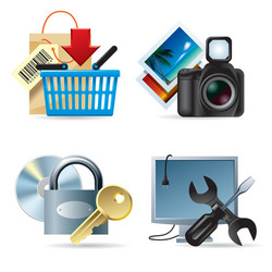 Digital Icons: Computer & Camera vector image