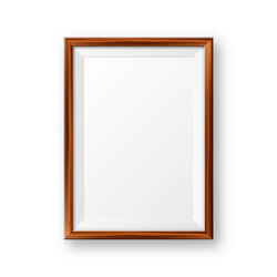 Realistic blank wooden picture frame modern vector