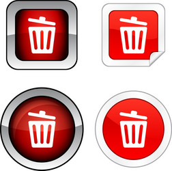 Recycle bin button set vector