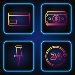 Set line clock 24 hours push pin envelope vector