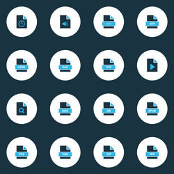types icons colored set with file jsp search vector image