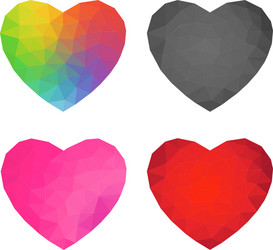 abstract polygon heart set vector