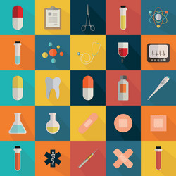 Abstract set different medical objects on squares vector