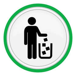 icon man throws garbage in the cart vector image