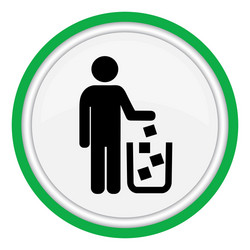 icon man throws garbage in the cart vector