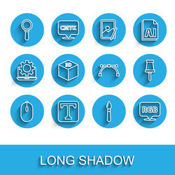 set line computer mouse text magnifying glass vector image