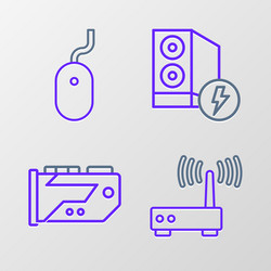 Set line router and wi-fi signal video graphic vector