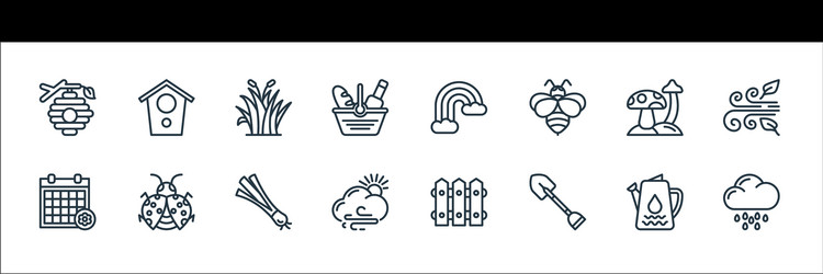 spring line icons linear set quality vector image