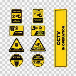 Warning cctv collection sign design vector