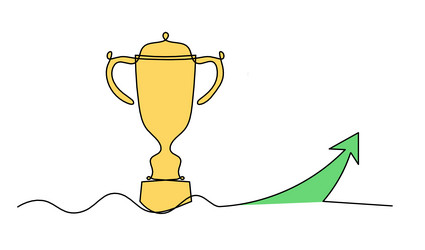 abstract color cup with arrow as continuous lines vector image