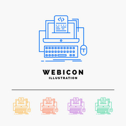 Code coding computer monoblock screen 5 color vector