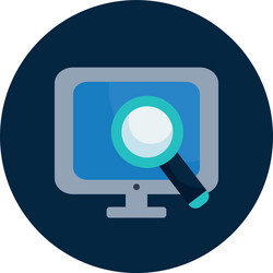 isolated digital computer and lupe flat block vector image