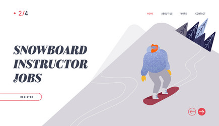 People snowboarding website landing page vector