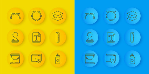 Set line paint bucket stamp text file document vector