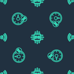 set line processor 5g digital speed meter vector image