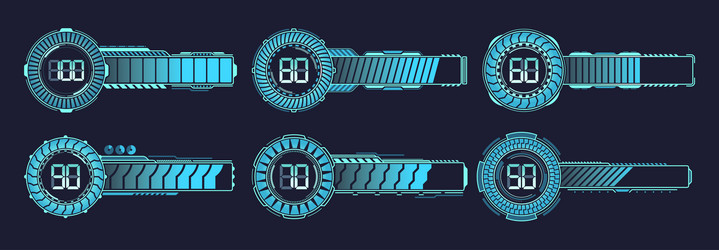 Set of futuristic loading bars in vibrant vector