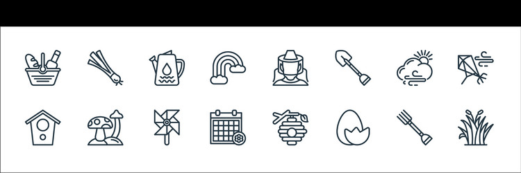 Spring line icons linear set quality vector