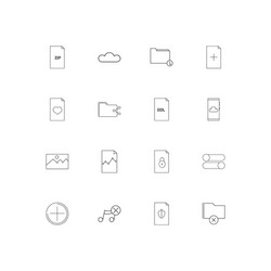 files and folders sign linear thin icons set vector image