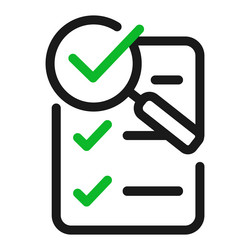 Magnifier assessment checklist icon feedback vector